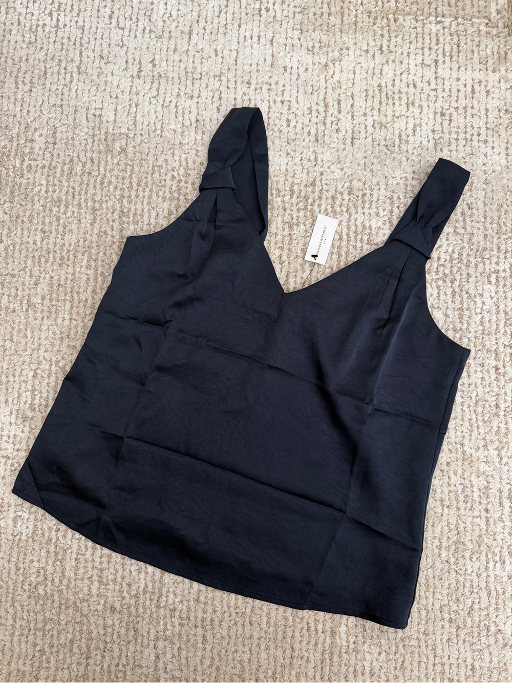 Banana Republic Black V-Neck Camisole with Knotted Straps